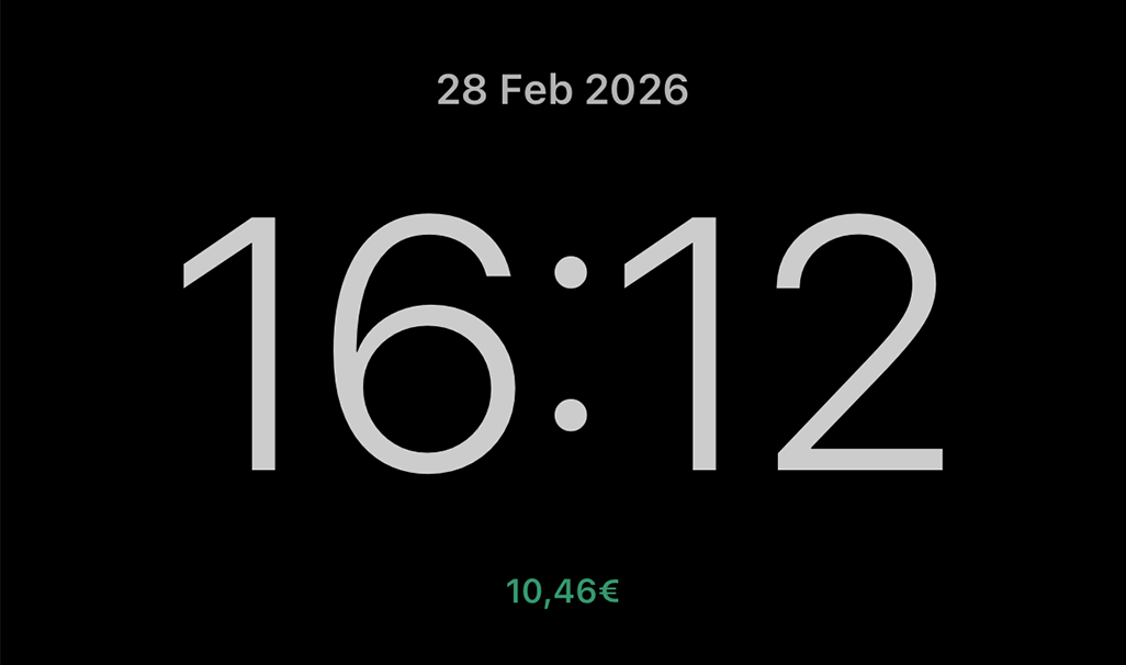 Stealth mode turns your screen into a clock for discretion